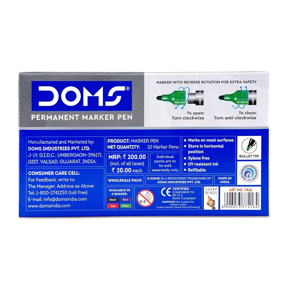 DOMS 7416- GREEN PERMANENT MARKER DOMS 7416- GREEN PERMANENT MARKER